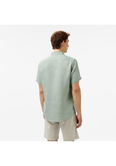 Nautica Erkek Yeşil Classic Fit Keten Gömlek Düz W55100t Yeşil