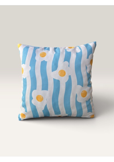 Renkli Desenli Kırlent Kılıfı - 45x45 Cm Yıkanabilir Çıkarılabilir Kılıf Çok Renkli