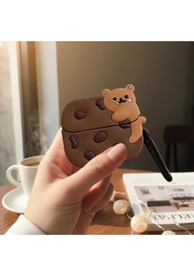 Caseonn Kılıf Karakter Figürlü Cookie Bear Kahverengi Samsung Galaxy Buds 3 İle Uyumlu