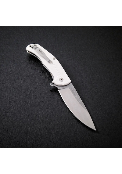 El Yapımı N690 Böhler Çelik Kamp Çakı İçten Kilitli, Kemer Klipsli Outdoor Tasarım Beyaz