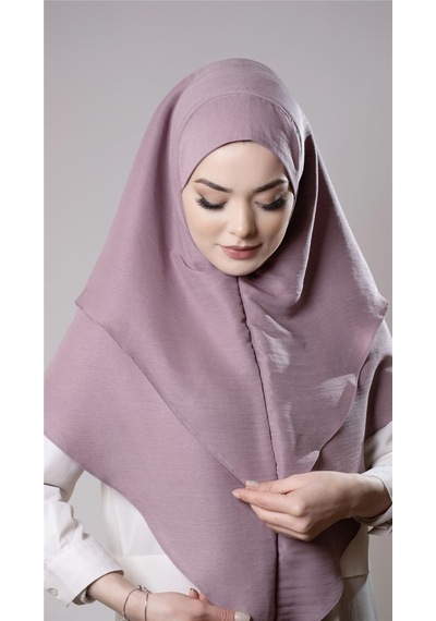 Hürrem Bone Violet Pratik Hazır Geçmeli Tesettür Eşarp Pamuk Caz Kumaş Çift Katlı Düz Hijab 2303 21