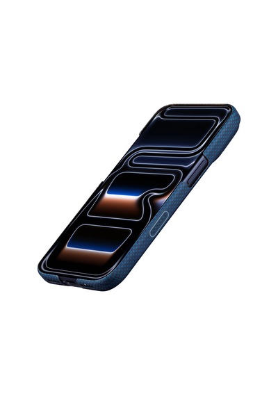 İphone 17 Pro Uyumlu Kılıf M-safe Şarjlı Aramid Fiber Pitaka Sakura Hours Serisi Kapak Lacivert