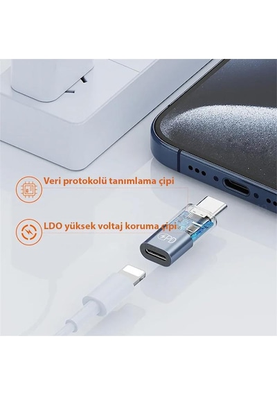Polham 30w Şarj Destekli Lightning To Type C Çevirici Dönüştirici Adaptör, Şarj Ve Veri Aktarım Çevirici