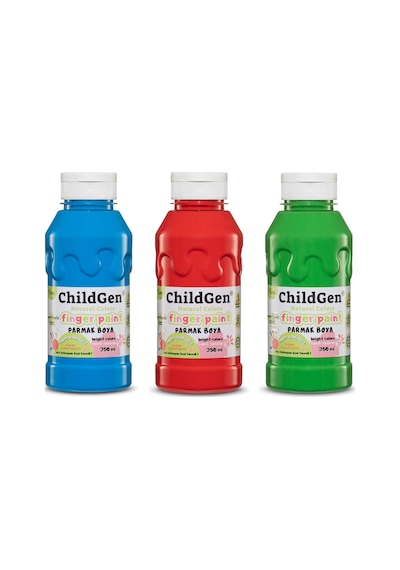 Childgen Süper Yıkanabilir 3'lü Parmak Boya Seti 3 x 350 ML (Mavi-Yeşil-Kırmızı)