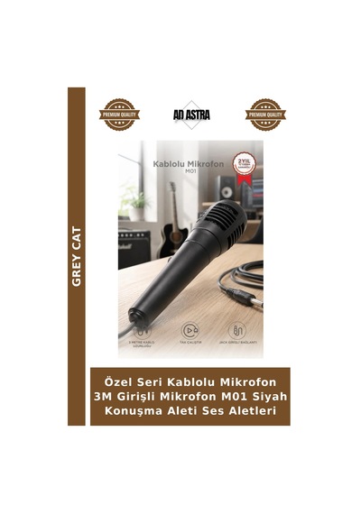 Özel Seri Kablolu Mikrofon 3m Girişli Mikrofon M01 Siyah Konuşma Aleti Ses Aletleri