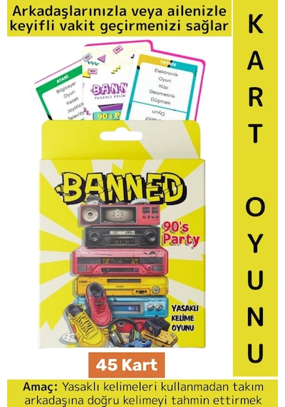 Eğitici Düşünme Aile Arkadaş Eğlenceli Nostaljik Tahmin Yasaklı Kelime Oyunu-banned 90'lar 45 Kart