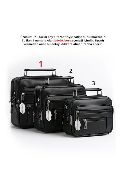 Westbag Erkek Siyah Yatay Model Çelik Kasalı Hakiki Deri El Ve Omuz Çantası Büyük Boy