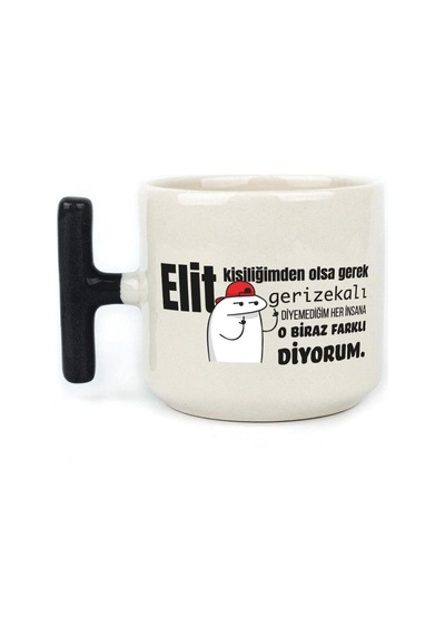 Elit Kişiliğimden Olsa Gerek Baskılı Siyah Kulplu T Kupa