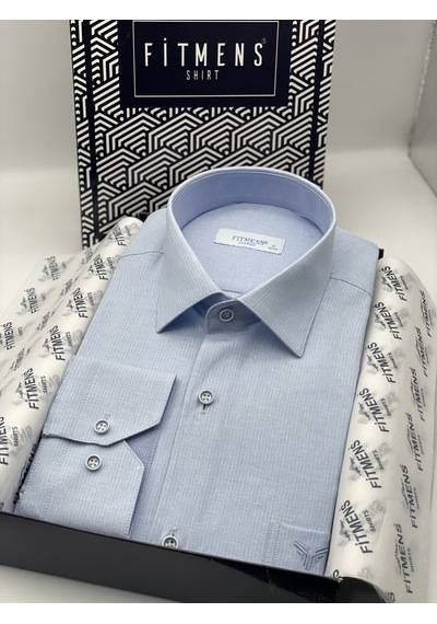 Klasik Uzun Kol Keten Cotton Hediye Kutulu Erkek Gömlek Fs-001261 - Açık Mavi-1419 Açik Mavi