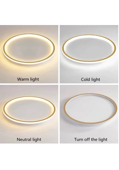 Eskitme Gold Ø40 cm Çember Avize 3000K Sarı Işık Led Tavan Lambası
