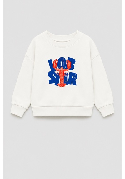 Monila Erkek Çocuk 3 İplik Kumaş Pamuklu Baskılı Sweatshirt Ekru