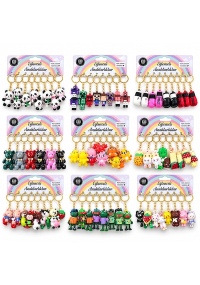 96 Adet Mix Desen Eğlenceli Anahtarlık 5691