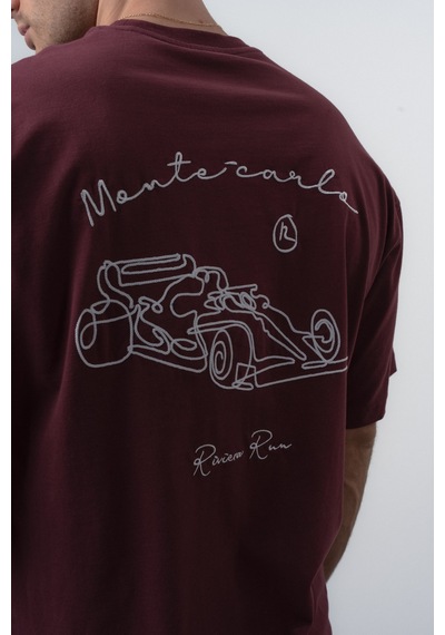 Respire Erkek Riviera Nakışlı Oversize T-shirt Bordo