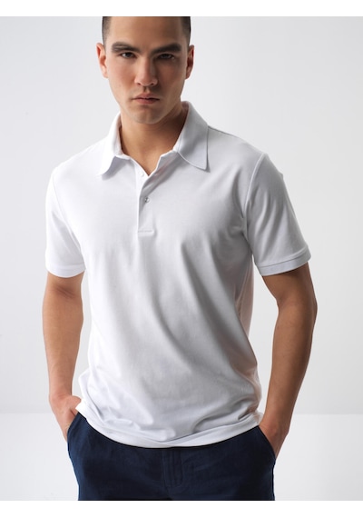 Xint Beyaz Pamuk Dokulu Slim Fit Tişört 502207