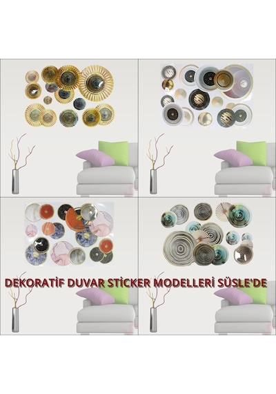 3 Boyutlu Dekoratif Duvar Sticker Seti, Gümüş