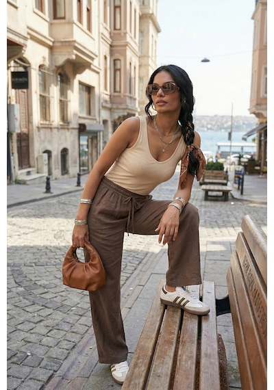 Lela Bayan Pantolon 668yp5118 Kahve Kahve