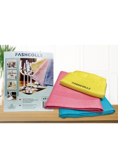 Fashcolle Mikrofiber Temizlik Bezi 3'lü X 3 Paket Toplam 9 Adet Gri - Kırmızı - Turuncu