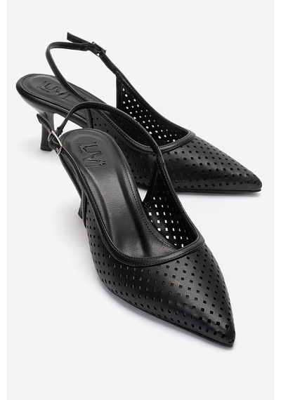 Luvishoes Uvıen Siyah Cilt Kadın Topuklu Ayakkabı