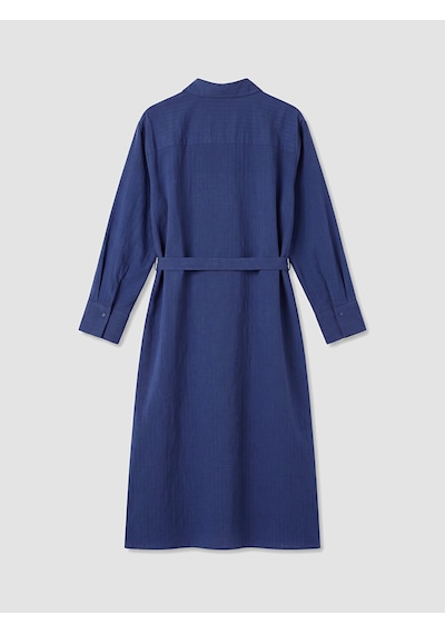 Lcw Modest Lacivert Beli Kuşaklı Modal Karışımlı Gömlek Elbise
