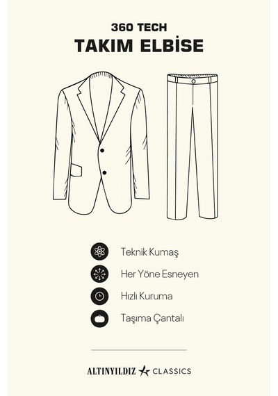 Ac&co Erkek Antrasıt Taşınabilir Torbalı Slim Fit Mono Yaka Desenli Takım Elbise Antrasit