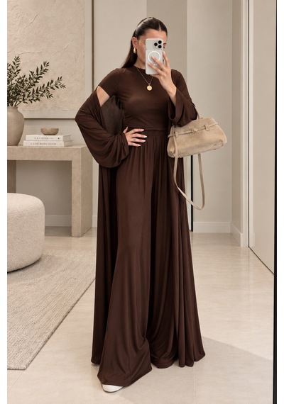Unika Boutique Kadın Sofia Penye Üçlü Takım kahverengi