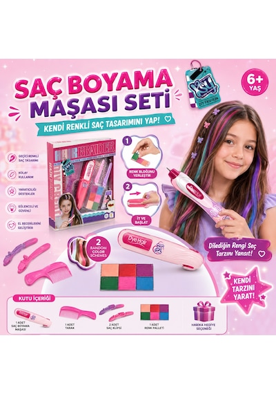 Saç Boyama Maşası Seti Renkli Geçici Saç Tasarım Kiti Kendin Yap Saç Süsleme Ve Stil Oyuncağı