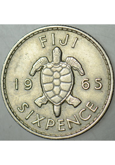 Fiji 6 Cent 1965 Deniz Kaplumbağası-kraliçe Iı. Elizabeth.