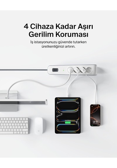Belkin Surgemaster 4'lü Priz, Yüksek Gerilim Korumalı 2 M Kablo