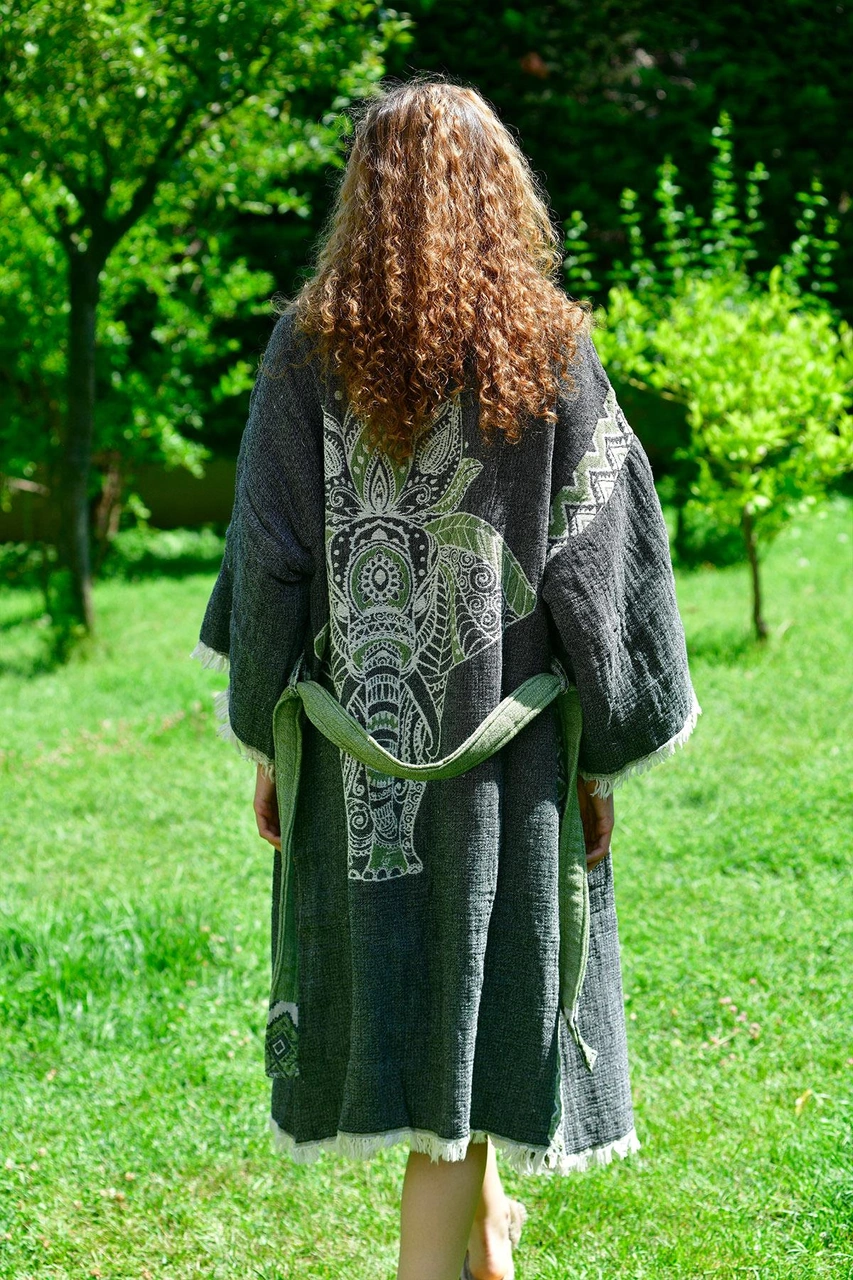 Brandsmithshop Yeşil- Siyah Elephant Kimono Çok Renkli