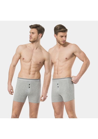 Türen Erkek Likralı Düğmeli Boxer 2'li Paket 135/gri Gri