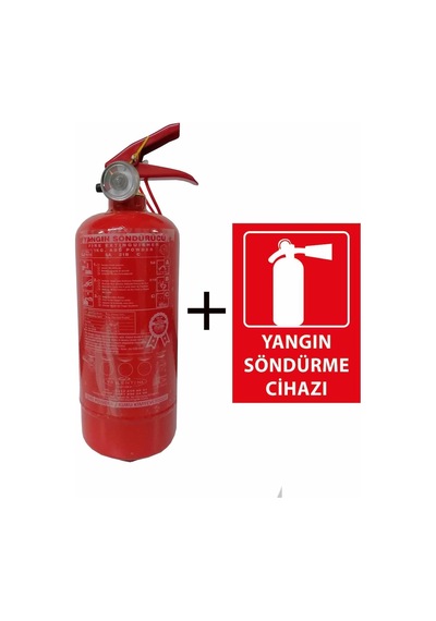 1kg Valentino Yangın Tüpü Ve Yangın Tüpü Levhası 2li Set
