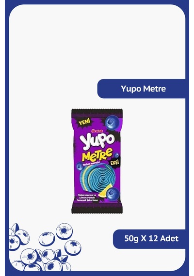 Yupo Metre - Yaban Mersini Ve Limonlu - Ekşi - 50 Gram - 12 Adet