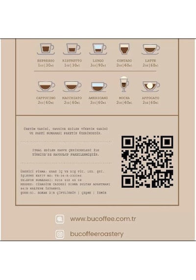 Bu Coffee Roastery Kapsül Kahve Orta içim 10'lu