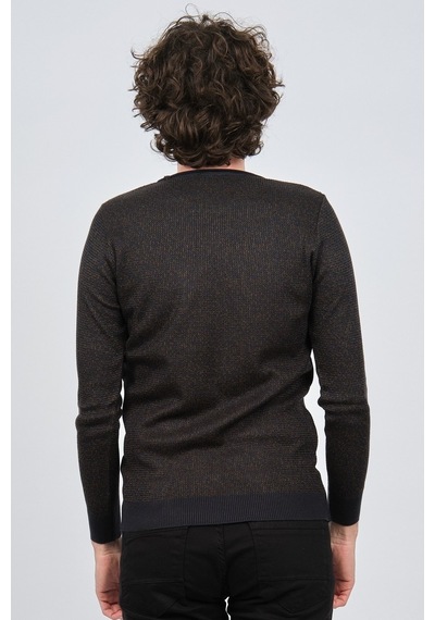 Çizgi Triko Erkek Bisiklet Yaka Slim Fit Desenli Kazak 42554255 L Lacivert