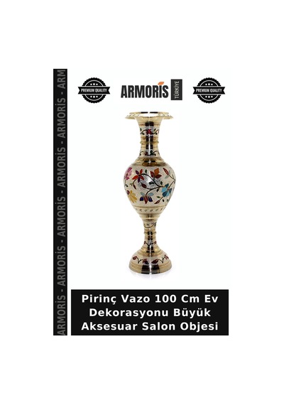 Pirinç Vazo 100 Cm Ev Dekorasyonu Büyük Aksesuar Salon Objesi Diğer