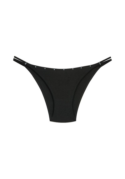 1025 Çift İp-taş Detaylı Bikini Külot Paketi 1025-v4 - Siyah