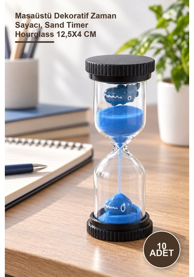 10 Adet 10 Dakika Renkli Kum Saati Masaüstü Dekoratif Zaman Sayacı, Sand Timer Hourglass 12,5x4 Cm Diğer