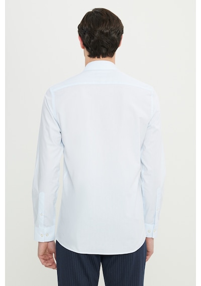 AC&Co / Altınyıldız Classics Erkek Mavı Flamlı Slim Fit Dar Kesim Düğmeli Yaka Gömlek Mavı