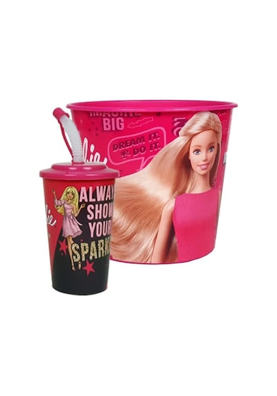 Renkli Popcorn, Çerez, Pipetli Pratik Bardak Seti,atıştırmalık, Mısır Kovası, 2li Set, Pembe/kız Çok Renkli