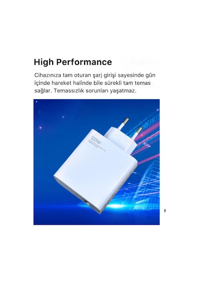 120w Turbo Ultra Hızlı Akım Korumalı Şarj Aleti Usb- Type-c Kablo Ve Adaptör Şarj Seti