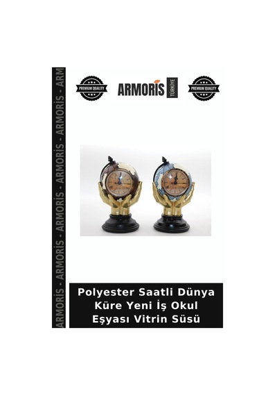 Polyester Saatli Dünya Küre Yeni İş Okul Eşyası Vitrin Süsü Çok Renkli