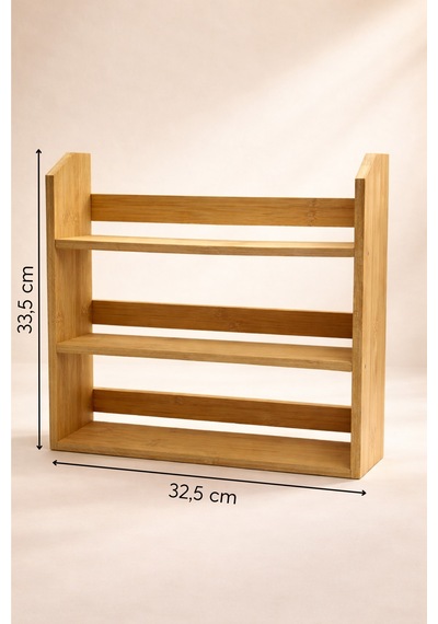 Prime - 3 Katlı Saklama Kabı Organizer Bambu Standlı Baharatlık Seti Diğer