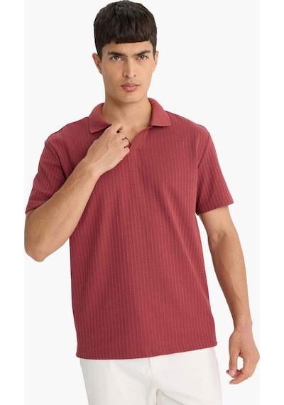 Defacto Regular Fit Polo Yaka Waffle Kısa Kollu Tişört F0315ax25aubn367 Kahve