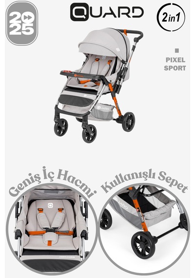 Pixel Sport Yeni Nesil Çift Yönlü Bebek Arabası Gri