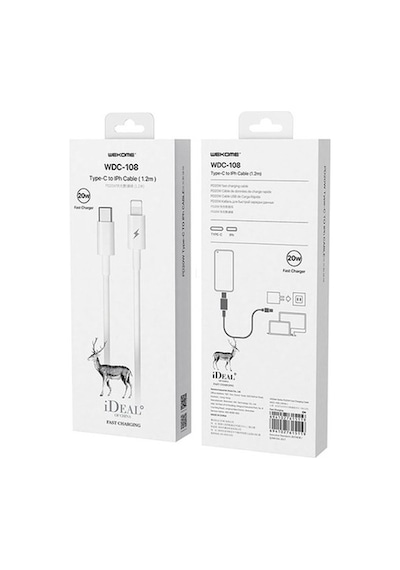 Wekome Type-C To Apple iPhone Uyumlu Pd 20W Hızlı Şarj Kablosu 1.2M (212354649)-Beyaz