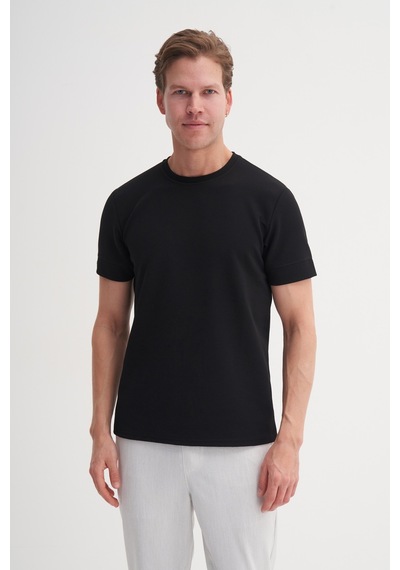 Cazador Slim Fit Erkek Premium Spor Basıc İnce Tshirt 42020 Siyah