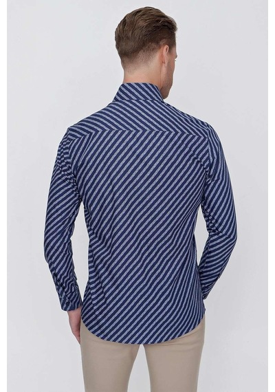 Efor G 1517 Slim Fit Lacivert Spor Gömlek Lacivert