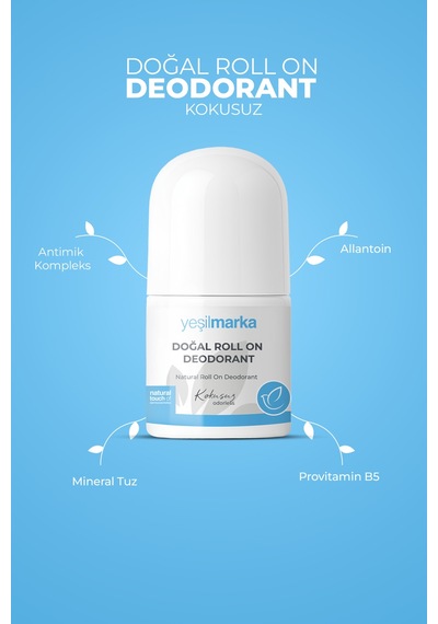 Yeşilmarka Kokusuz Doğal Unisex Roll-On Deodorant 50 ML