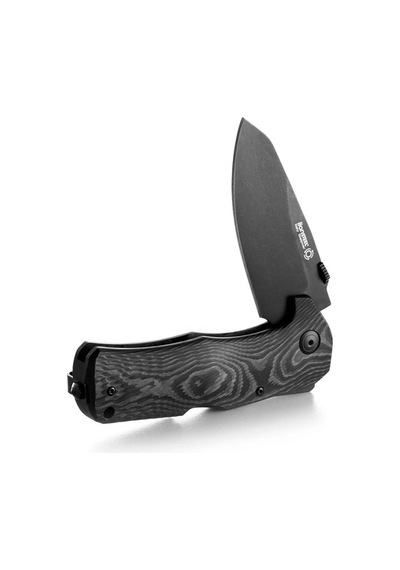 Lionsteel Tm1 Special Edition - Bladehq - Black Camo Carbon Fiber - Black Blade Deri Kılıflı Kamp Çakı Siyah