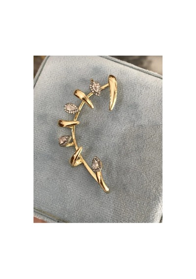 Lunarie Damla Zirkon Taşlı Dikenli Kulak Tırmığı Ear Cuff Küpe Altın